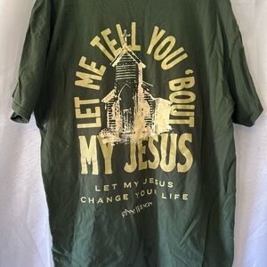 Green Graphic Faith T-Shirt with Yellow Print